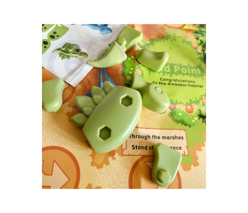 WOOPIE Zestaw Konstrukcyjny 2w1 Gra Planszowa Dinozaury + Kostka 46 el.