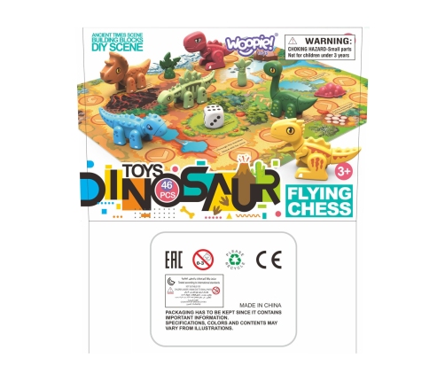 WOOPIE Zestaw Konstrukcyjny 2w1 Gra Planszowa Dinozaury + Kostka 46 el.