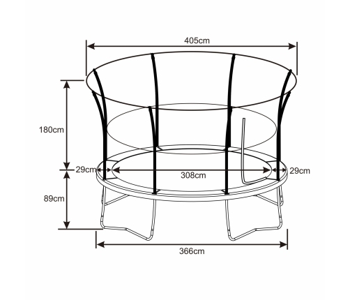 Batuts ar drošības tīklu un kāpnēm 366 cm (12ft) Axi Green