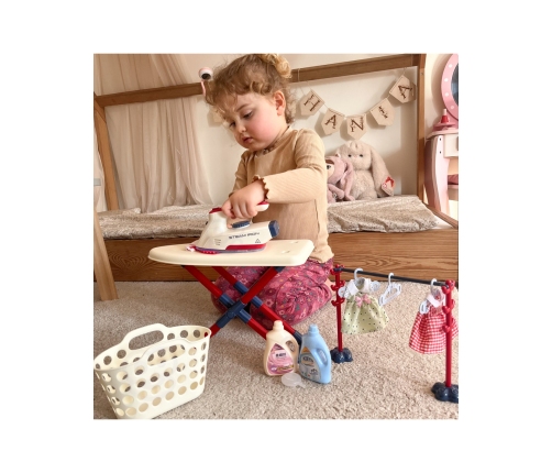 WOOPIE Zestaw XXL Deska do Prasowania z Żelazkiem Wieszakiem Koszem na Pranie i Ubraniami 14 el.