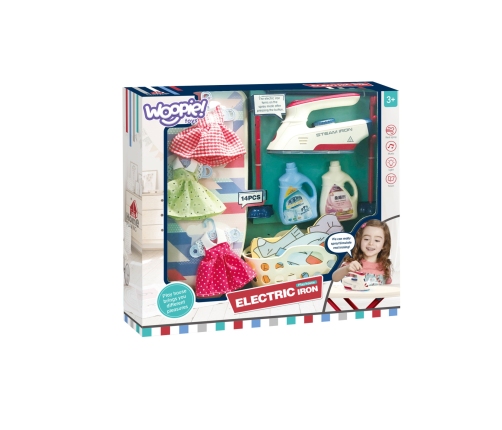 WOOPIE Zestaw XXL Deska do Prasowania z Żelazkiem Wieszakiem Koszem na Pranie i Ubraniami 14 el.