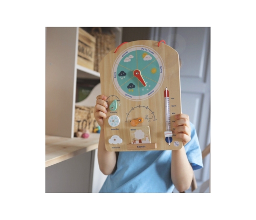 Tooky Toy Edukacyjne Pudełko Montessori Układanka Liczydło Tablica Pogody 6w1 od 3 Lat