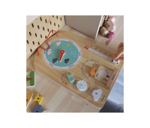 Tooky Toy Edukacyjne Pudełko Montessori Układanka Liczydło Tablica Pogody 6w1 od 3 Lat