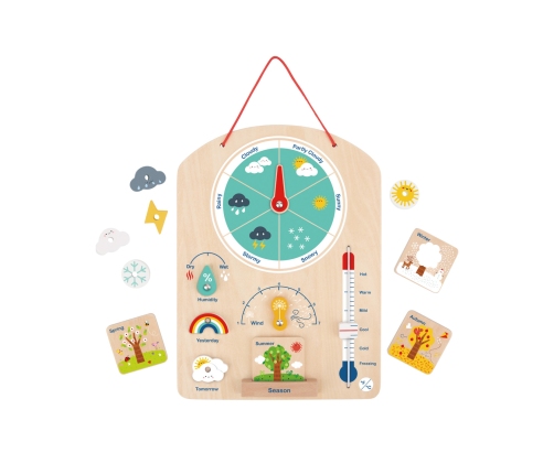 Tooky Toy Edukacyjne Pudełko Montessori Układanka Liczydło Tablica Pogody 6w1 od 3 Lat