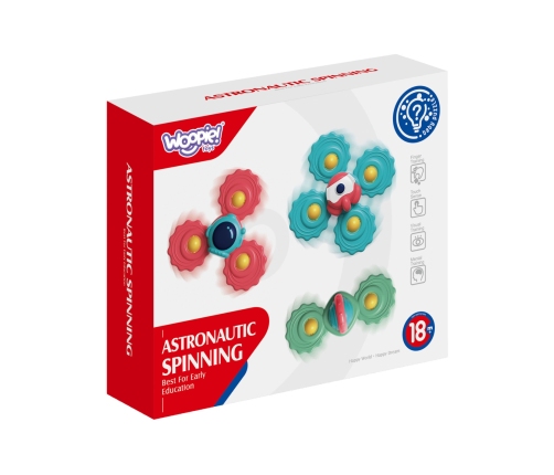 WOOPIE BABY Gryzak Spinner Wirujący z Przyssawką Zestaw 3 szt
