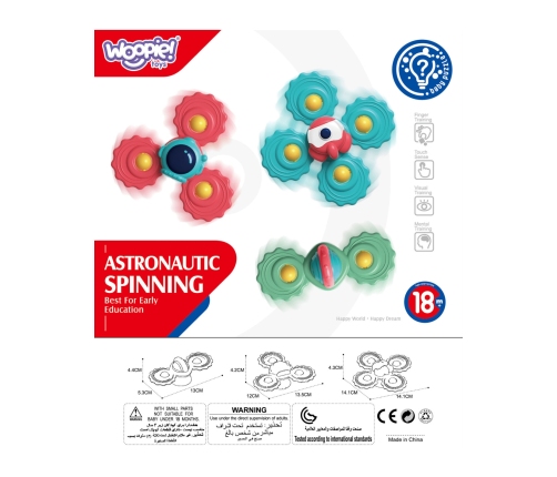 WOOPIE BABY Gryzak Spinner Wirujący z Przyssawką Zestaw 3 szt