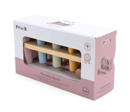 VIGA PolarB Drewniana Przebijanka Wbijanka z Młoteczkiem Lisek Montessori