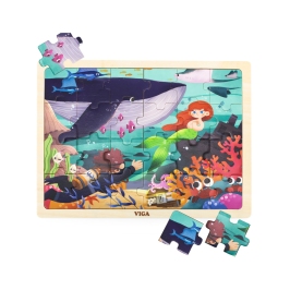 VIGA Drewniane Puzzle Układanka 24 el. Sekrety Morza