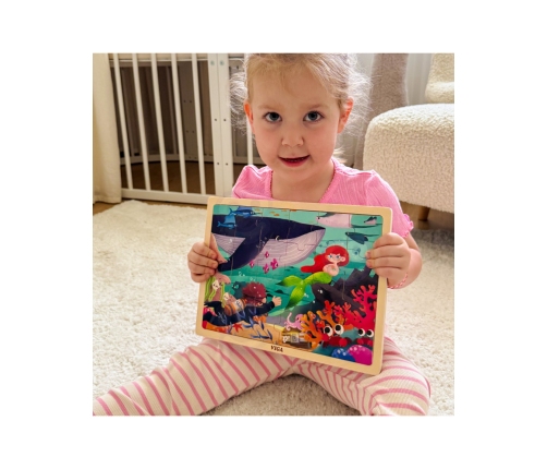 VIGA Drewniane Puzzle Układanka 24 el. Sekrety Morza