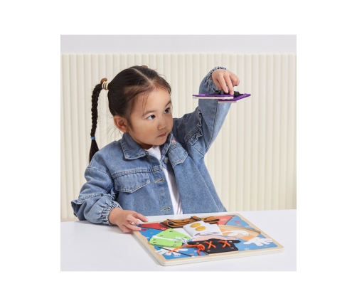 VIGA Drewniana Tablica Manipulacyjna Klamry Zamki Magik Monstessori