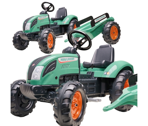 Traktors ar pedāļiem ar piekabi FALK Landini Green