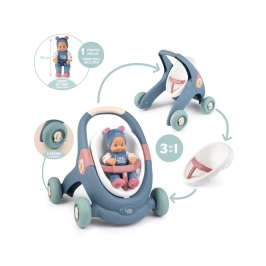 SMOBY Little Chodzik Pchacz 3w1 Wózek dla Dzieci + Lalka Bobas