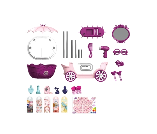 WOOPIE Salon Piękności Urody Toaletka na Kółkach Wózek Wlizka 31 akc. 4w1