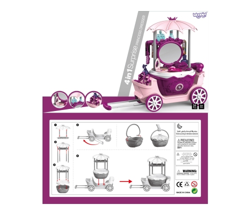 WOOPIE Salon Piękności Urody Toaletka na Kółkach Wózek Wlizka 31 akc. 4w1