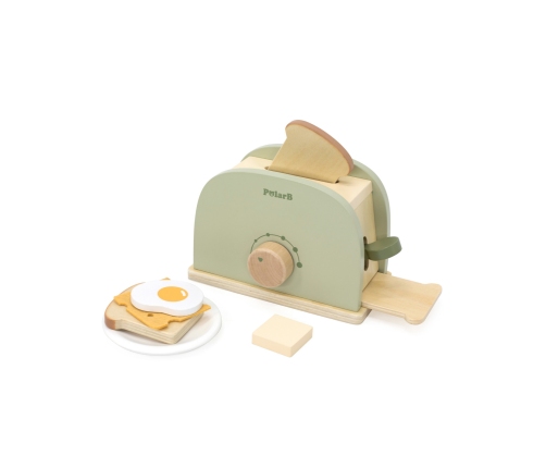 VIGA PolarB Drewniany Zestaw Toster Zielony + Akcesoria