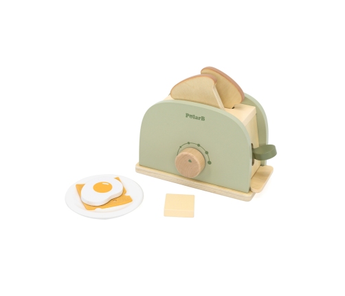 VIGA PolarB Drewniany Zestaw Toster Zielony + Akcesoria