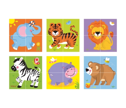 Viga Drewniana układanka Zoo Puzzle  4 klocki