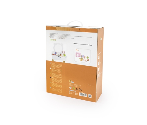 VIGA Duża Toaletka Drewniana Biała z Lustrem i Krzesełkiem