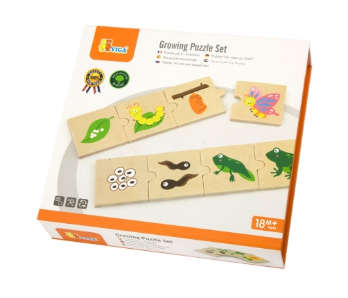VIGA Drewniane Puzzle Rosnące zwierzątka i rośliny