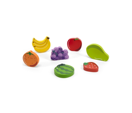 VIGA Drewniane Puzzle Układanka Montessori 2w1 Figurki Owoce