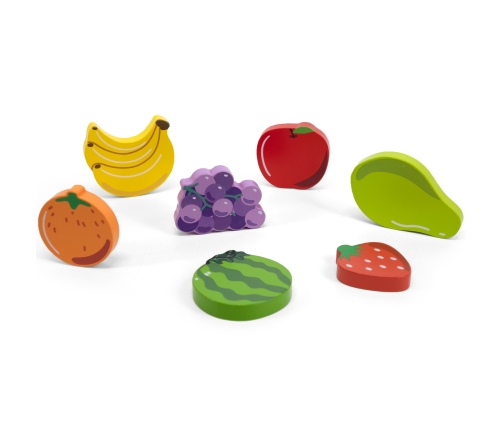 VIGA Drewniane Puzzle Układanka Montessori 2w1 Figurki Owoce