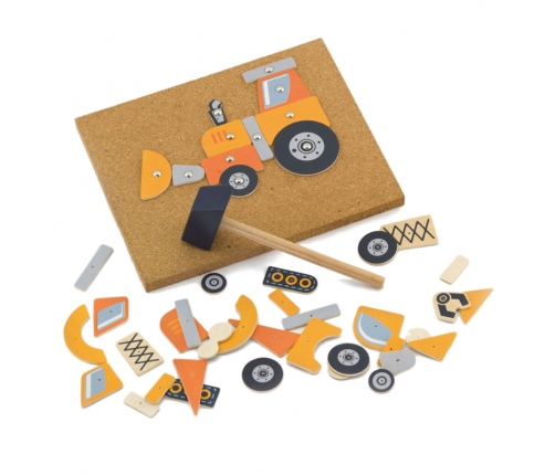 VIGA Drewniana Przybijanka Pojazdy budowlane 45 elementów Montessori