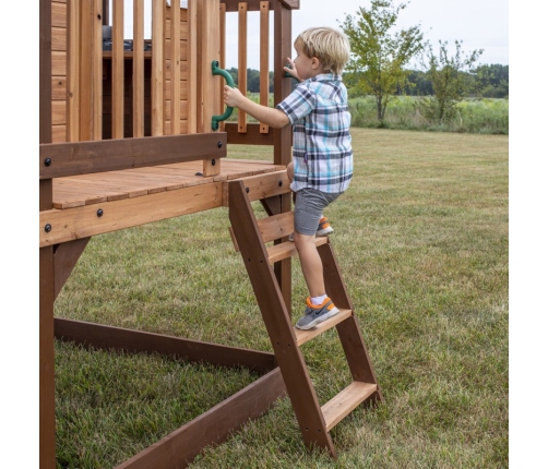 Drewniany Plac Zabaw Echo Heights Zjeżdżalnia Domek Kuchnia Backyard