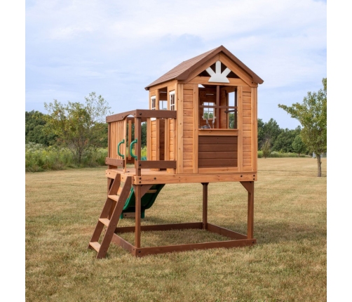 Drewniany Plac Zabaw Echo Heights Zjeżdżalnia Domek Kuchnia Backyard
