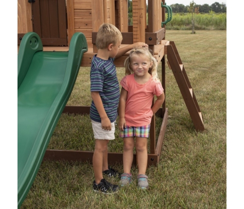 Drewniany Plac Zabaw Echo Heights Zjeżdżalnia Domek Kuchnia Backyard