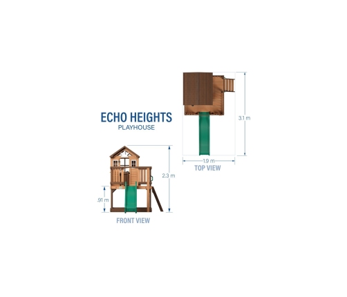 Drewniany Plac Zabaw Echo Heights Zjeżdżalnia Domek Kuchnia Backyard