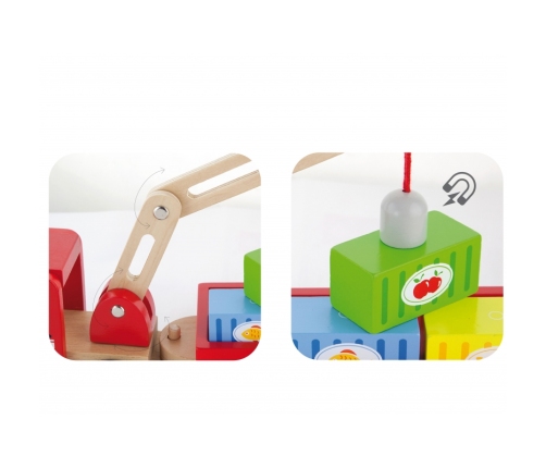 VIGA Drewniany Dźwig z kontenerami