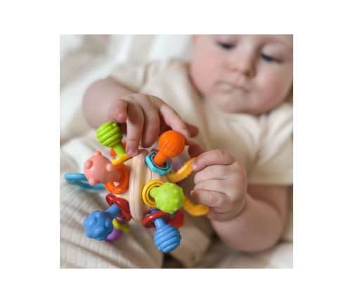 WOOPIE BABY Miękka Grzechotka 2w1 Gryzak Zabawka Sensoryczna dla Niemowląt 0m+