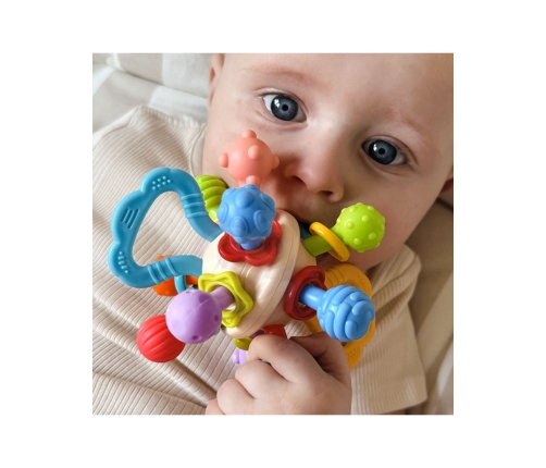 WOOPIE BABY Miękka Grzechotka 2w1 Gryzak Zabawka Sensoryczna dla Niemowląt 0m+