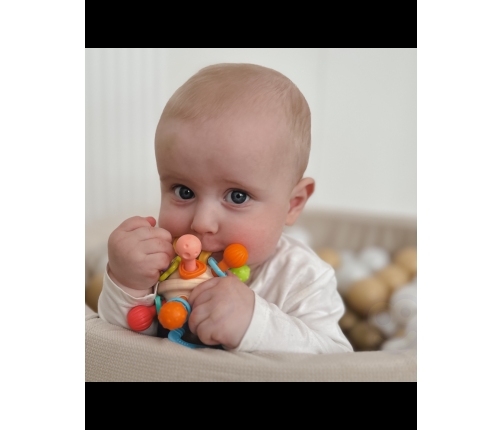 WOOPIE BABY Miękka Grzechotka 2w1 Gryzak Zabawka Sensoryczna dla Niemowląt 0m+