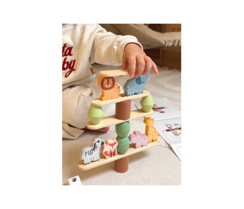 WOOPIE GREEN Balansujące Drewniane Zwierzęta Układanka w Stosy FSC