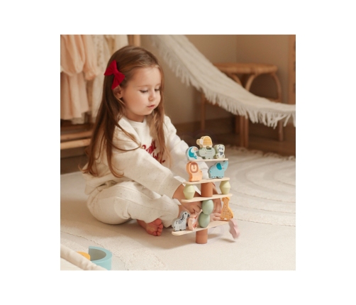 WOOPIE GREEN Balansujące Drewniane Zwierzęta Układanka w Stosy FSC