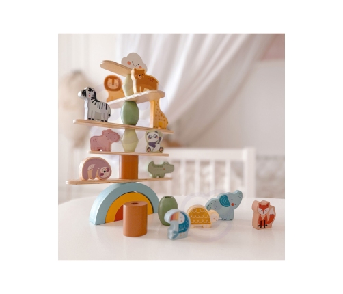 WOOPIE GREEN Balansujące Drewniane Zwierzęta Układanka w Stosy FSC