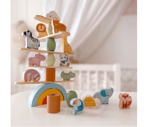 WOOPIE GREEN Balansujące Drewniane Zwierzęta Układanka w Stosy FSC