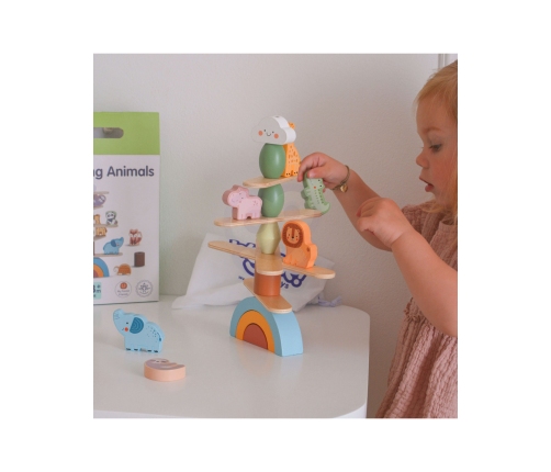 WOOPIE GREEN Balansujące Drewniane Zwierzęta Układanka w Stosy FSC
