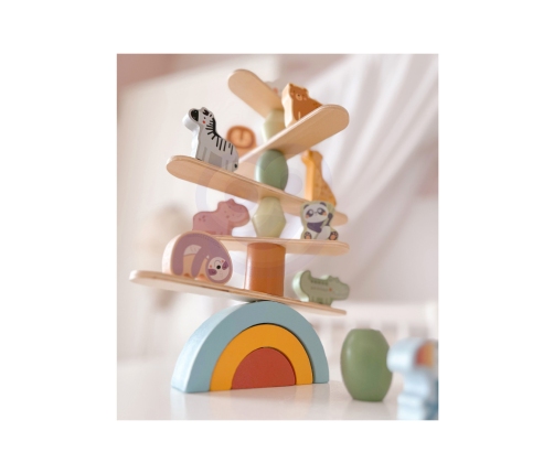 WOOPIE GREEN Balansujące Drewniane Zwierzęta Układanka w Stosy FSC