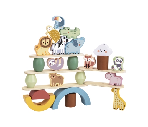 WOOPIE GREEN Balansujące Drewniane Zwierzęta Układanka w Stosy FSC
