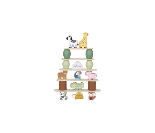 WOOPIE GREEN Balansujące Drewniane Zwierzęta Układanka w Stosy FSC