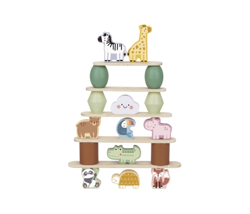 WOOPIE GREEN Balansujące Drewniane Zwierzęta Układanka w Stosy FSC