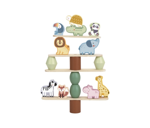 WOOPIE GREEN Balansujące Drewniane Zwierzęta Układanka w Stosy FSC