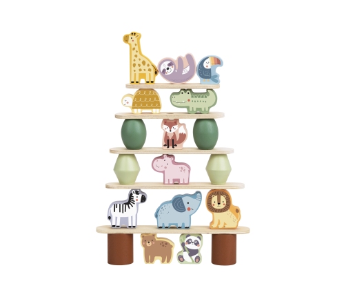 WOOPIE GREEN Balansujące Drewniane Zwierzęta Układanka w Stosy FSC
