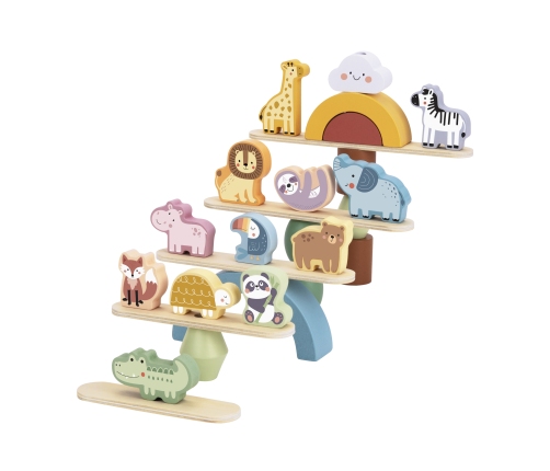 WOOPIE GREEN Balansujące Drewniane Zwierzęta Układanka w Stosy FSC