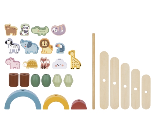 WOOPIE GREEN Balansujące Drewniane Zwierzęta Układanka w Stosy FSC