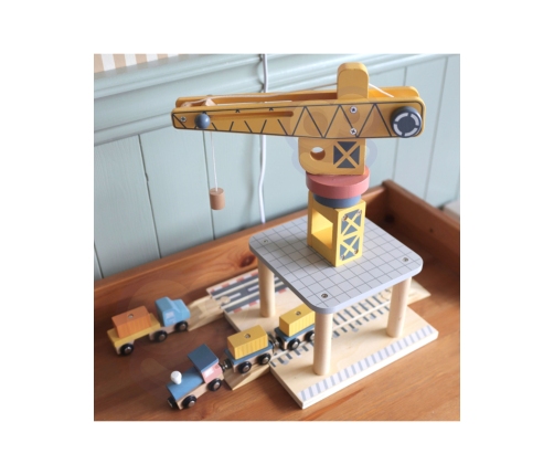 TOOKY TOY Dźwig Portowy Drewniany Zestaw