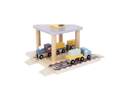 TOOKY TOY Dźwig Portowy Drewniany Zestaw