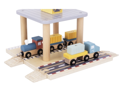 TOOKY TOY Dźwig Portowy Drewniany Zestaw